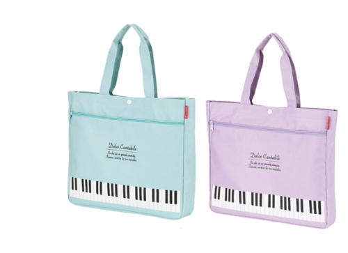 Pianolineファスナーポケット付横型トート(ミントグリーン・パープル)